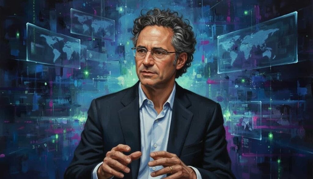 Un retrato al óleo de Alex Karp