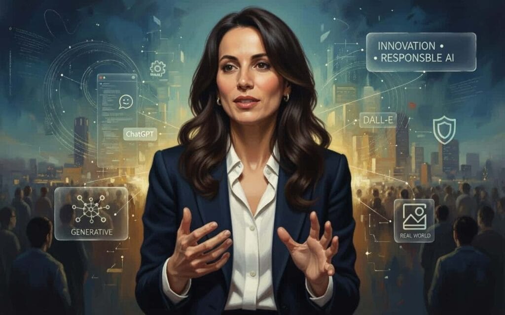 Un retrato al óleo de Mira Murati