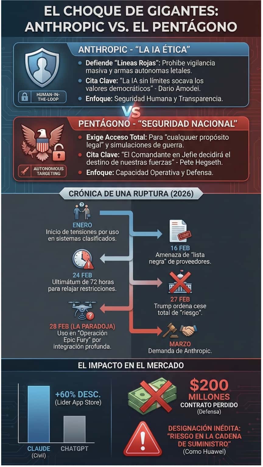 ¿Ética o Supervivencia? El Pulso entre Anthropic y el Pentágono que redefine el Futuro de la IA